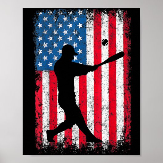 Amerikaanse Vlag Honkbal Team Mannen Jongens Kinde Poster (Voorkant)