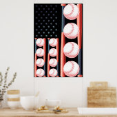 Amerikaanse vlag honkbal vlag poster (Keuken)