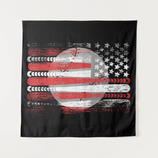Amerikaanse vlag  honkbal vlag wandkleed (Voorkant (horizontaal))