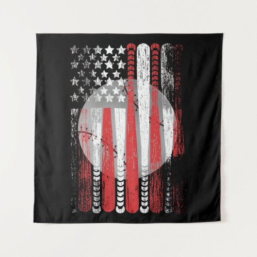Amerikaanse vlag honkbal vlag wandkleed (Voorkant)