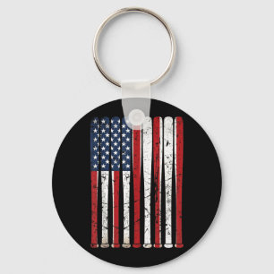 Amerikaanse Vlag Honkbalknuppels Vintage USA 4e Sleutelhanger