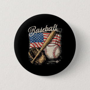 Amerikaanse Vlag Honkbalspeler Knuppel Fan Vanger Ronde Button 5,7 Cm
