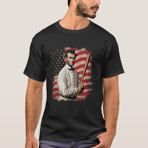Amerikaanse Vlag Honkbalspeler Knuppel Fan Vanger T-shirt