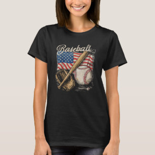 Amerikaanse Vlag Honkbalspeler Knuppel Fan Vanger T-shirt