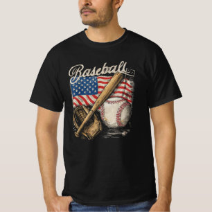 Amerikaanse Vlag Honkbalspeler Knuppel Fan Vanger T-shirt