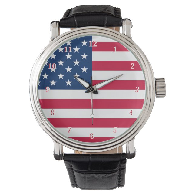 Amerikaanse vlag horloge patriottisch (Voorkant)