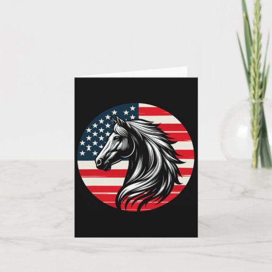 Amerikaanse vlag Horseback Riding 4e patriottische Kaart (Voorkant)