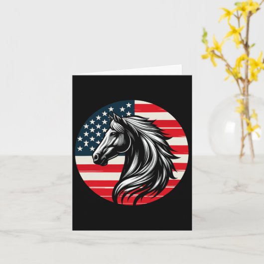 Amerikaanse vlag Horseback Riding 4e patriottische Kaart (Gele Bloem)