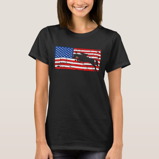 Amerikaanse vlag Horseback Riding Horse Jo T-shirt (Voorkant)