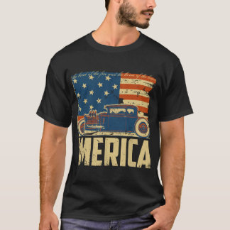 Amerikaanse vlag Hot Rod Custom Car Merica 4 jul T-shirt