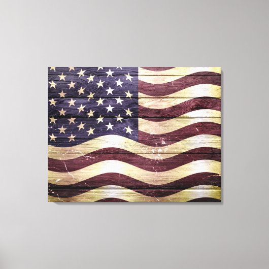 Amerikaanse vlag  hout canvas afdruk (Voorkant)