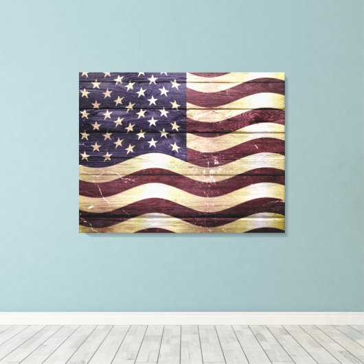 Amerikaanse vlag  hout canvas afdruk (Insitu (Houten vloer))