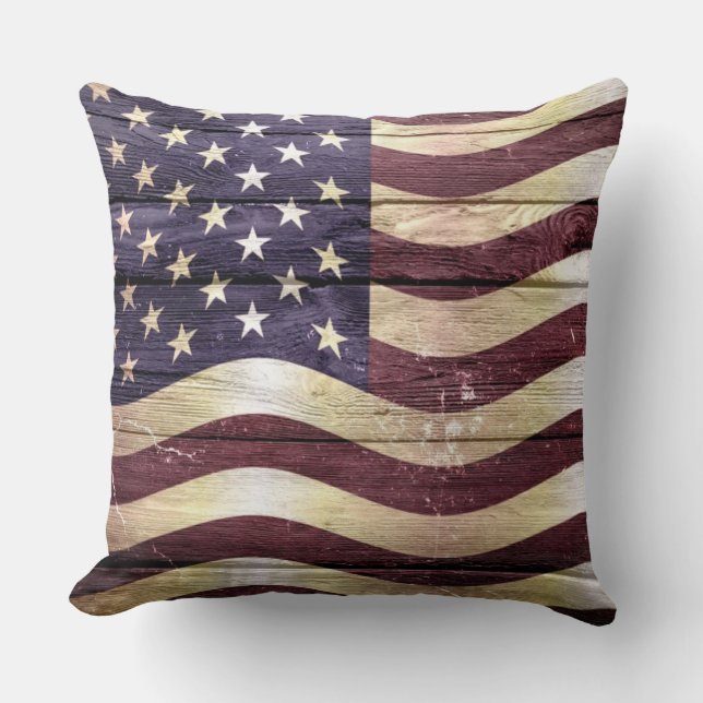 Amerikaanse vlag  hout kussen (Voorkant)