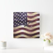 Amerikaanse vlag  hout vierkante klok (Huis)