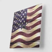 Amerikaanse vlag  hout vierkante klok (Hoek)