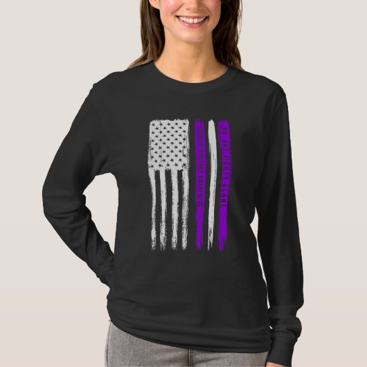 Amerikaanse vlag Huiselijk geweld Awareness Maand  T-shirt (Voorkant)