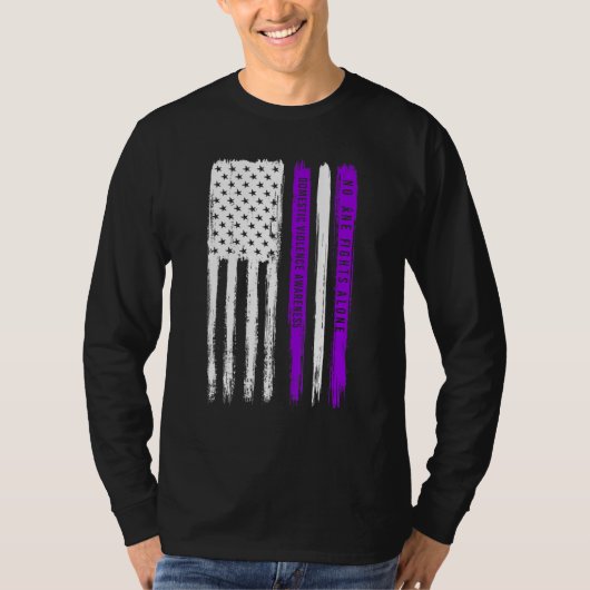 Amerikaanse vlag Huiselijk geweld Awareness Maand  T-shirt (Voorkant)