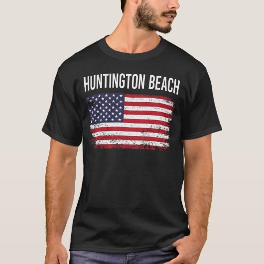 Amerikaanse vlag Huntington Beach T-shirt (Voorkant)