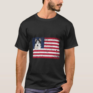 Amerikaanse vlag Husky Hondenliefhebber Funny 4th T-shirt