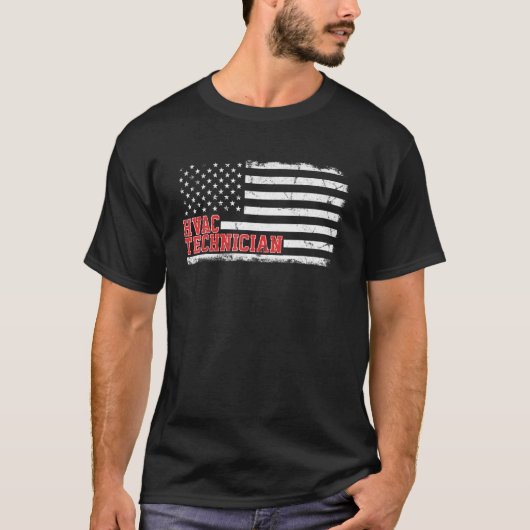 Amerikaanse vlag Hvac Tech T-shirt (Voorkant)
