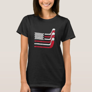 Amerikaanse vlag Ice Hockey Sticks Hockey Puck T-shirt
