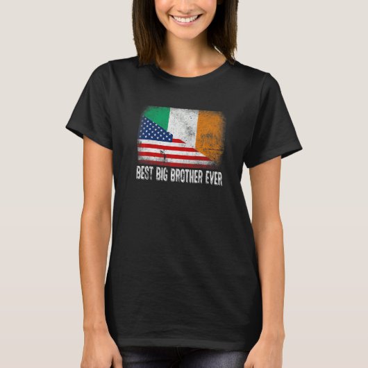 Amerikaanse vlag & Ierland vlag beste grote broer T-shirt (Voorkant)
