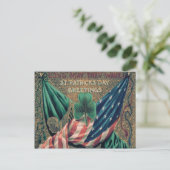 Amerikaanse vlag Ierse klaver Briefkaart (Staand voorkant)