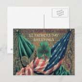 Amerikaanse vlag Ierse klaver Briefkaart (Voorkant / Achterkant)
