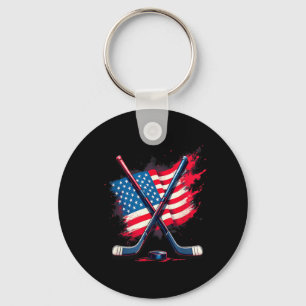 Amerikaanse Vlag IJshockey 2 Sleutelhanger