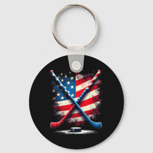 Amerikaanse Vlag IJshockey 4 Sleutelhanger