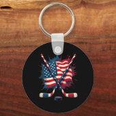 Amerikaanse Vlag IJshockey  Sleutelhanger (Voorkant)