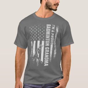  Amerikaanse vlag Ik ben een Proud Badminton Gra T-shirt