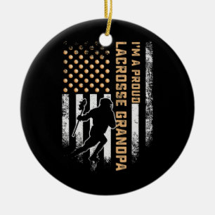 Amerikaanse vlag ik ben een rode lacrosse Keramisch Ornament