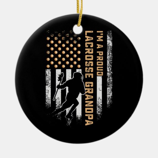 Amerikaanse vlag ik ben een rode lacrosse Keramisch Ornament (Voorkant)