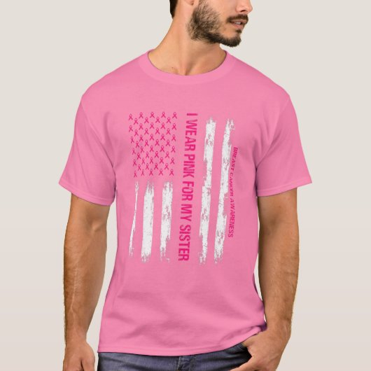 Amerikaanse vlag ik Draag roze voor mijn zuster Br T-shirt (Voorkant)