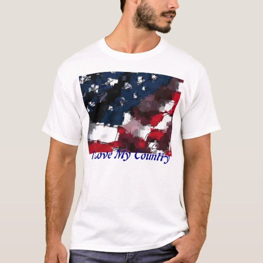 Amerikaanse vlag, ik hou van mijn land t-shirt (Voorkant)