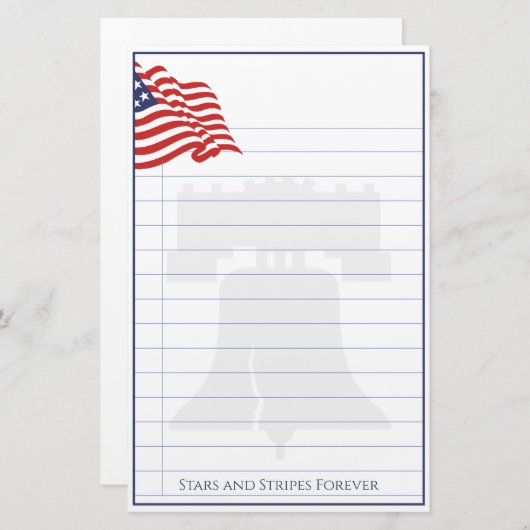 Amerikaanse vlag Illustratie rood wit en blauw Briefpapier (Voorkant / Achterkant)