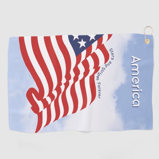 Amerikaanse vlag Illustratiestars & Stripes Foreve Golfhanddoek (Horizontaal)