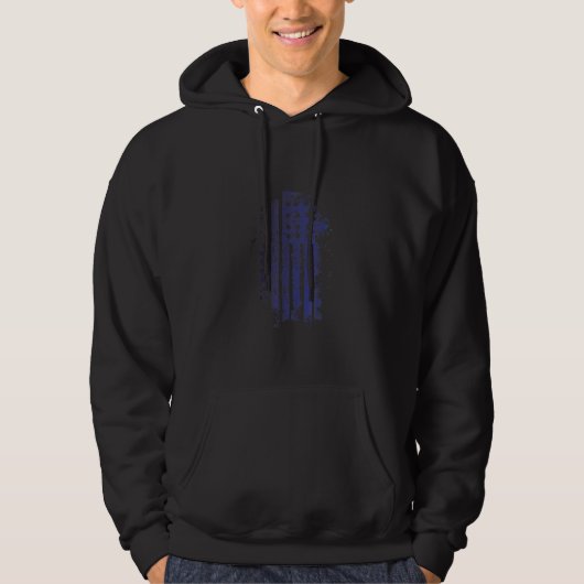 Amerikaanse vlag in blauw hoodie (Voorkant)