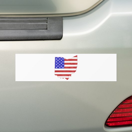 Amerikaanse vlag in de vorm van Ohio Bumpersticker (Op auto)