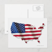 Amerikaanse vlag in de vorm van Verenigde Staten Briefkaart (Voorkant / Achterkant)