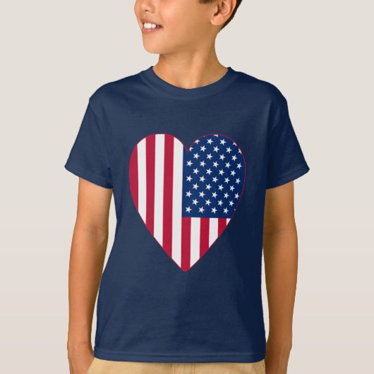 Amerikaanse vlag in een groot hart t-shirt (Voorkant)