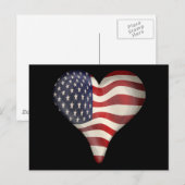 Amerikaanse vlag in een hart briefkaart (Voorkant / Achterkant)