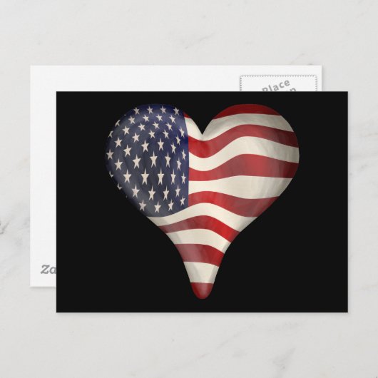 Amerikaanse vlag in een hart briefkaart (Voorkant / Achterkant)