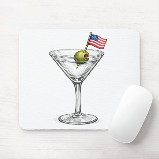 Amerikaanse vlag in een Martini Muismat (Met muis)