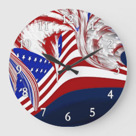 Amerikaanse vlag in Flight Red White Blue Abstract Grote Klok