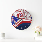 Amerikaanse vlag in Flight Red White Blue Abstract Grote Klok (Huis)