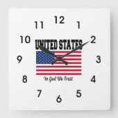 Amerikaanse vlag, in God vertrouwen we, Vierkante Klok (Voorkant)