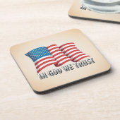 Amerikaanse vlag in God We Trust Onderzetter Set (Linkerzijde)