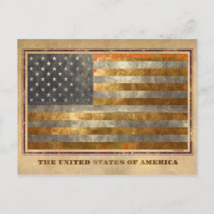 Amerikaanse vlag in Gold Leaf Briefkaart